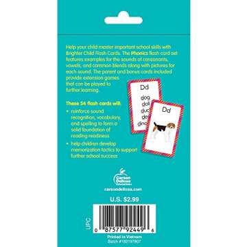 Carson Dellosa Phonics Flash Cards for Kids Ages 4-8, Sound Recognition Skills With Vowels, Consonan...