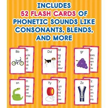 Carson Dellosa Phonics Flash Cards for Kids Ages 4-8, Sound Recognition Skills With Vowels, Consonants and Common Blends for Preschool, Kindergarten, ... 4+ (54 Cards) (Brighter Child Flash Cards)