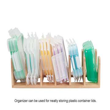 MobileVision Bamboo Pot Lid Holder Organizer for Storage in Cabinets or Kitchen Countertops and Cupboards