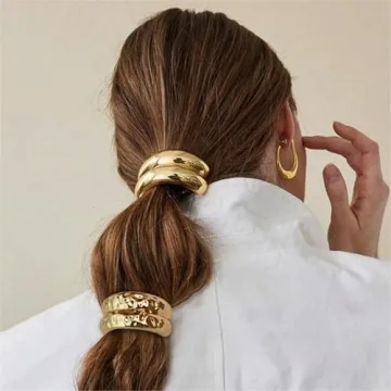 Elegant Metal Hair Ties Set - Gold Cuff Hair Accessories