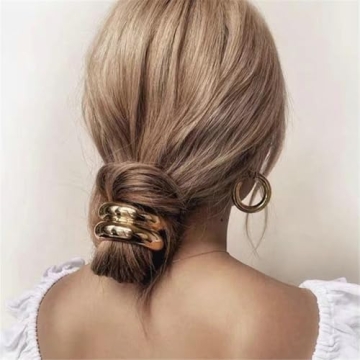 Elegant Metal Hair Ties Set - Gold Cuff Hair Accessories