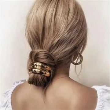 Elegant Metal Hair Ties Set - Gold Cuff Hair Accessories
