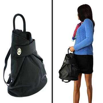 Fioretta Italian Genuine Leather Top Handle Backpack Purse Shoulder Bag Handbag For Women