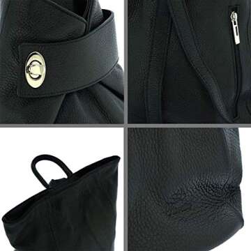 Fioretta Italian Genuine Leather Top Handle Backpack Purse Shoulder Bag Handbag For Women