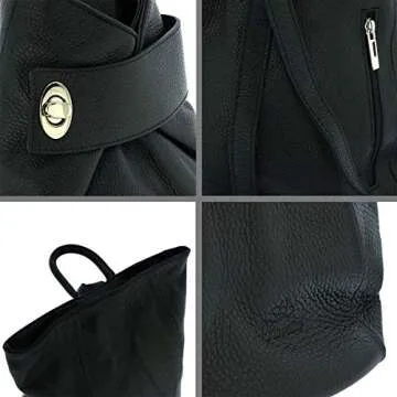 Fioretta Italian Genuine Leather Top Handle Backpack Purse Shoulder Bag Handbag For Women