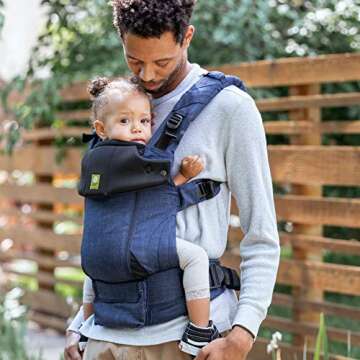 LÍLLÉbaby Serenity 6-in-1 Ergonomic Baby Carrier, Newborn to Toddler, Lumbar Support with Convertible Tote, Indigo
