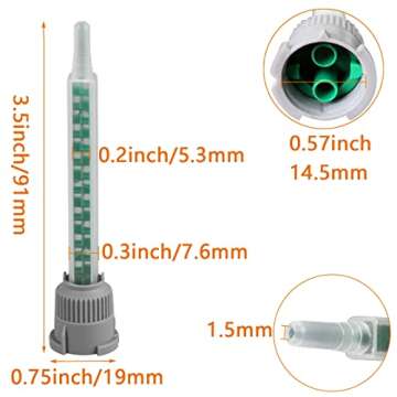 20 Pieces Epoxy Adhesive Mixing Nozzle Tip Resin Mixer Adhesive Gun Applicatior for 50ml/1.7oz(1:1Ratio)