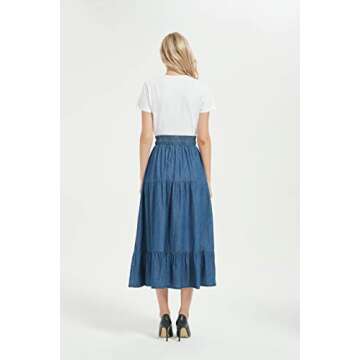 Stylish Tronjori Women's A Line Midi Denim Skirt
