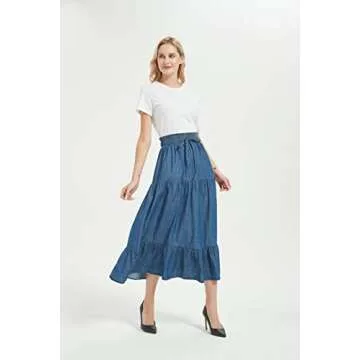 Stylish Tronjori Women's A Line Midi Denim Skirt