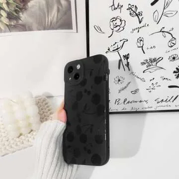 Lovmooful Compatible for iPhone 14 Case Cute Cool Cherry Black Design for Girls Women Soft TPU Shockproof Protective Girly for iPhone 14-Cherry