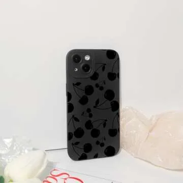 Lovmooful Compatible for iPhone 14 Case Cute Cool Cherry Black Design for Girls Women Soft TPU Shockproof Protective Girly for iPhone 14-Cherry