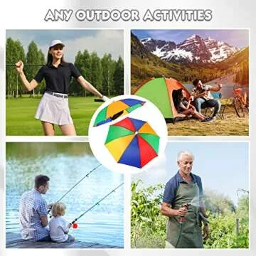 12 Pcs Colorful Rainbow Umbrella Hats for All Ages