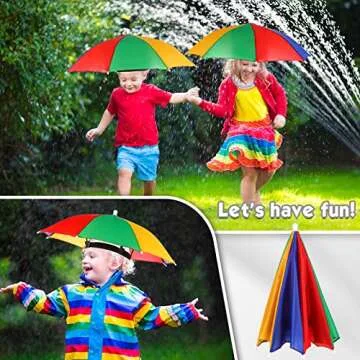 12 Pcs Colorful Rainbow Umbrella Hats for All Ages