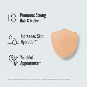 Vital Proteins Beauty Gummies, 2500mcg Biotin, Vitamin A, Zinc Supplement, Helps Supporth Healthy Hair, Skin, and Nails, 60 ct, 30-Day Supply, Strawberry Flavor