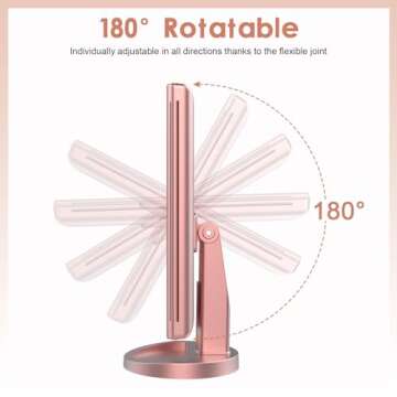 WEILY Lighted Vanity Makeup Mirror 1x/2x/3x Magnification Trifold with 21 LED Lights Touch Screen and USB Charging, 180 Degree Adjustable Stand for Countertop Cosmetic Makeup Mirror(Rose Gold)