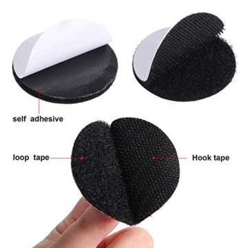 24 Pairs Black Round Hook and Loop Dots for Home & Office