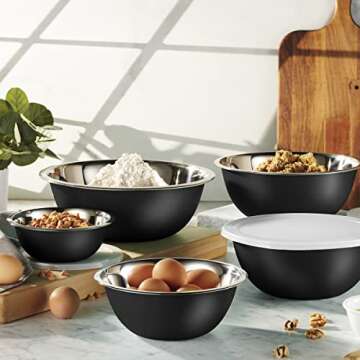 WHYSKO Premium 10-Piece Stainless Steel Mixing Bowl Set with Lids for Kitchen Essentials