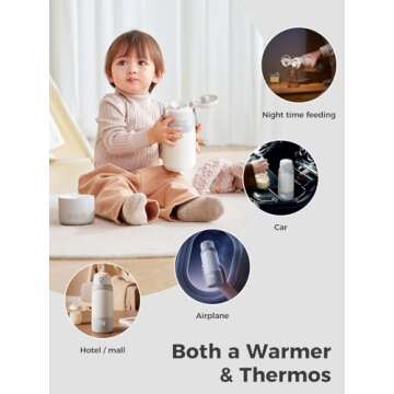 BOLOLO Portable Milk Warmer Pro for Travel, Detachable Design for Easily Clean, Portable Bottle Warmer with Fast Heating, 17.5 Ounces and Large Battery Life Meet Your Feeding Needs.
