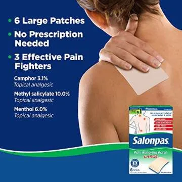 Salonpas Pain Relieving Large Patches - Fast Pain Relief for Active Lifestyles (Pack of 18)