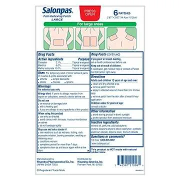 Salonpas Pain Relieving Patches for Fast Relief 6 Count
