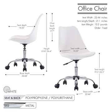 Yui Armless Office Chair Adjustable Stain-Resistant