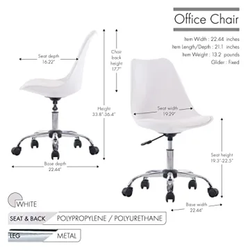 Yui Armless Office Chair Adjustable Stain-Resistant