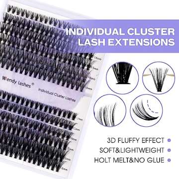 DIY lash Extension Kit Lash Cluster Kit with 240 PCS C/D Curl12-16mm Mixed,Individual Lashes Eyelash Clusters Lash Band and Seal Cluster Lash Applicator Individual Lashes Kit(30P/40P-D-12-16mm Kit)