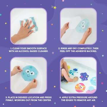 Glo Pals Galaxy Grips - Fun Non-Slip Bath Decals for Kids