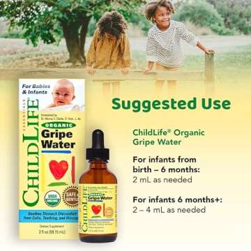 CHILDLIFE ESSENTIALS Organic Gripe Water for Babies - Gripe Water Newborn, Gas Drops for Newborns, Baby Drops for Gas & Colic Relief, Infant Gas Relief with Ginger, Fennel, Dill - 2 Fl Oz (Pack of 1)