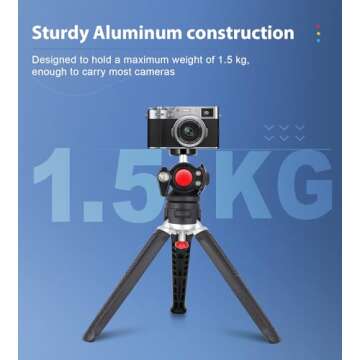 Etour Mini Tripod for Camera - 3 in 1 Small Phone Tripod with Expansion Port, Portable iPhone Tripod Stand for Video Recording Vlogging Tripod Compatible with iPhone Go Pro, Canon M50 Digital Camera