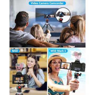 Etour Mini Tripod for Camera - 3 in 1 Small Phone Tripod with Expansion Port, Portable iPhone Tripod Stand for Video Recording Vlogging Tripod Compatible with iPhone Go Pro, Canon M50 Digital Camera