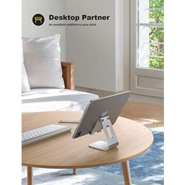Lamicall Tablet Stand, Tablet Holder for Desk - Multi-Angle Adjustable Tablet Desktop Dock Cradle, C...
