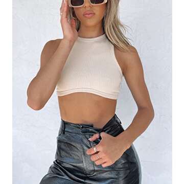 MISSACTIVER Women's Backless Crop Tank Top for Yoga