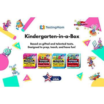 TestingMom.com Kindergarten Flash Card's -in-A-Box - Gifted Learning Flash Cards Box (Set 1) for Kid...