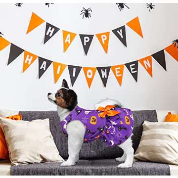 Dog Halloween Costumes Girl Dog Halloween Dress Stretchy Funny Dog Costumes Puppy Clothes with Bowti...