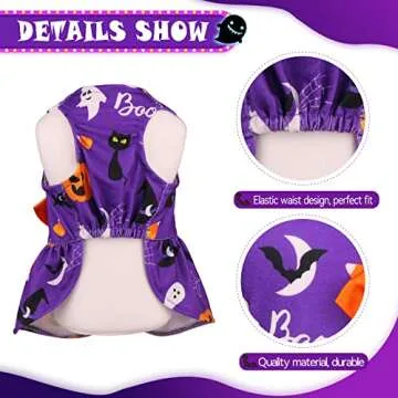 Dog Halloween Costumes Girl Dog Halloween Dress Stretchy Funny Dog Costumes Puppy Clothes with Bowtie Dog Outfit for Small Dogs Cats Puppy(XXS)