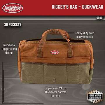 Bucket Boss - Rigger’s Bag - Duckwear, Tool Bags - Original Series (60001), Brown