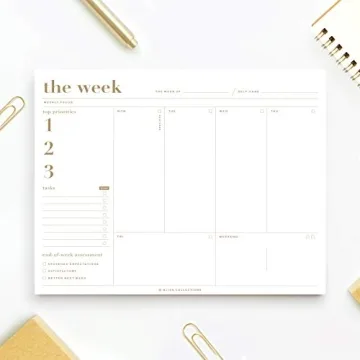 Bliss Collections Weekly Planner Gold Undated Sheets Organizer