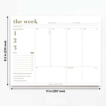 Bliss Collections Weekly Planner Gold Undated Sheets Organizer