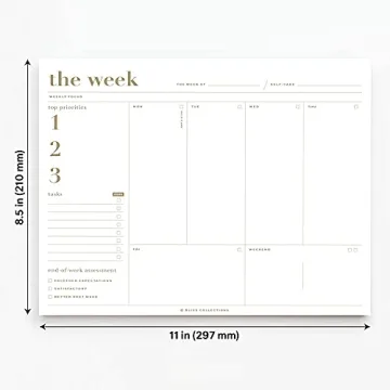 Bliss Collections Weekly Planner Gold Undated Sheets Organizer