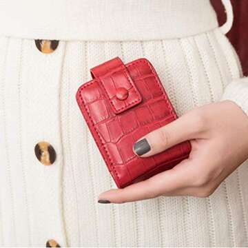 HSK_Mall Makeup Lipstick Case with Mirror, for Outside Mini Bag Travel Cosmetic Pouch Lipstick Box Organizer Bag for Women Ladies Gifts for Liquid Lipsticks and Lip Gloss and Lip Balm, Red