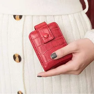 HSK_Mall Makeup Lipstick Case with Mirror, for Outside Mini Bag Travel Cosmetic Pouch Lipstick Box Organizer Bag for Women Ladies Gifts for Liquid Lipsticks and Lip Gloss and Lip Balm, Red