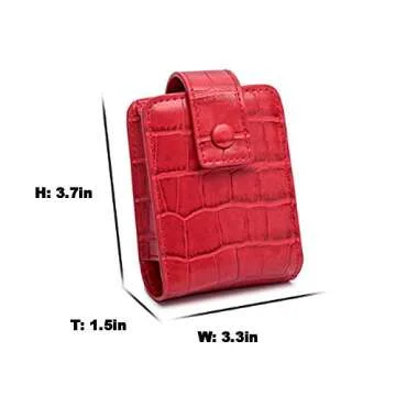 HSK_Mall Makeup Lipstick Case with Mirror, for Outside Mini Bag Travel Cosmetic Pouch Lipstick Box Organizer Bag for Women Ladies Gifts for Liquid Lipsticks and Lip Gloss and Lip Balm, Red