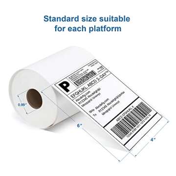 POLONO Genuine 4"x6" Direct Thermal Shipping Label, Perforated Postage Shipping Labels Compatible wi...
