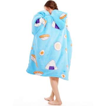 Narecte Oversized Blanket Hoodie Blanket for Women,Wearable Blanket Adult Giant Hoodie Cozy Sweatshi...