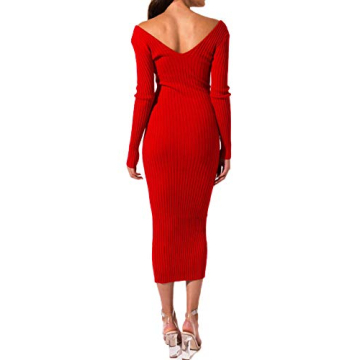 Elegant V Neck Wrap Knit Dress for Stylish Women