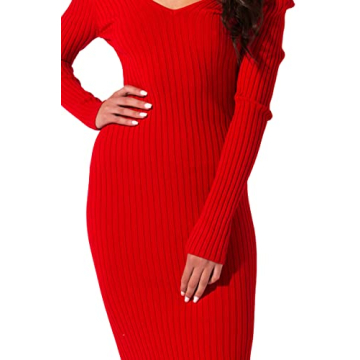 Elegant V Neck Wrap Knit Dress for Stylish Women