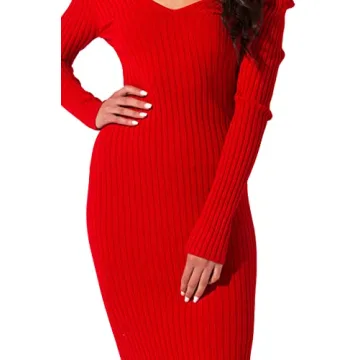 Elegant V Neck Wrap Knit Dress for Stylish Women