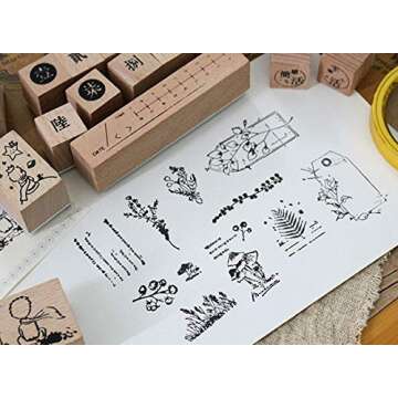 Cliocoo 12pcs Wood Rubber Stamp Set, Plant Decorative Wooden Stamp Set, Botanical Stamp for Art Craft, Journal, Diary, Scrapbook, Planner, Letter, Card Making M-18(Plants Poem)