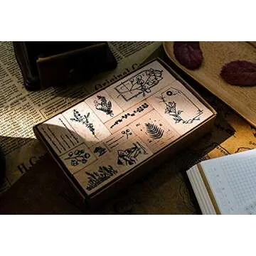 Cliocoo 12pcs Wood Rubber Stamp Set, Plant Decorative Wooden Stamp Set, Botanical Stamp for Art Craft, Journal, Diary, Scrapbook, Planner, Letter, Card Making M-18(Plants Poem)